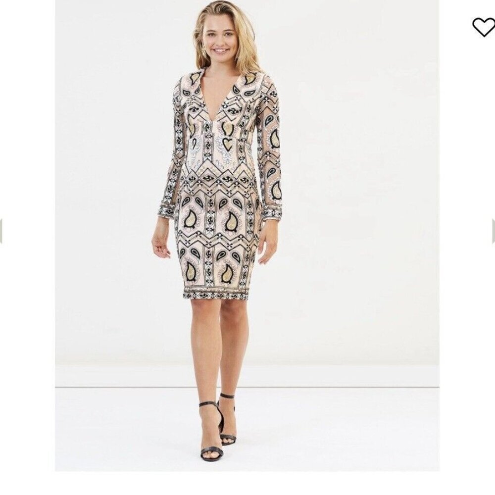 Mossman The Affirmation Embroidered Sheath Dress Paisley Floral Aztec Pink